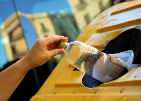 Residents sorting their waste for recycling