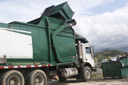 Rubbish collection trucks parked on a Waterloo street