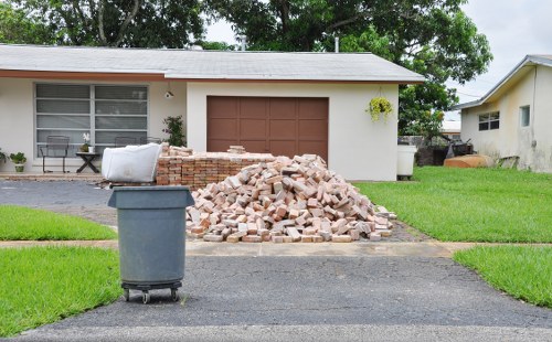 Recycling bins set up in a Norwood neighborhood