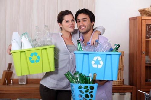 Residents separating recyclables for collection