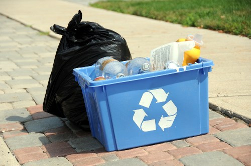 Recycling bins neatly organized for collection in Waterloo