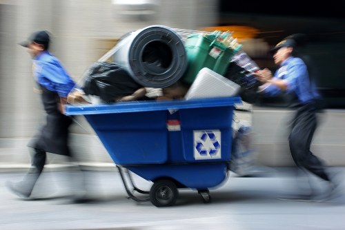 Household general waste being sorted for collection